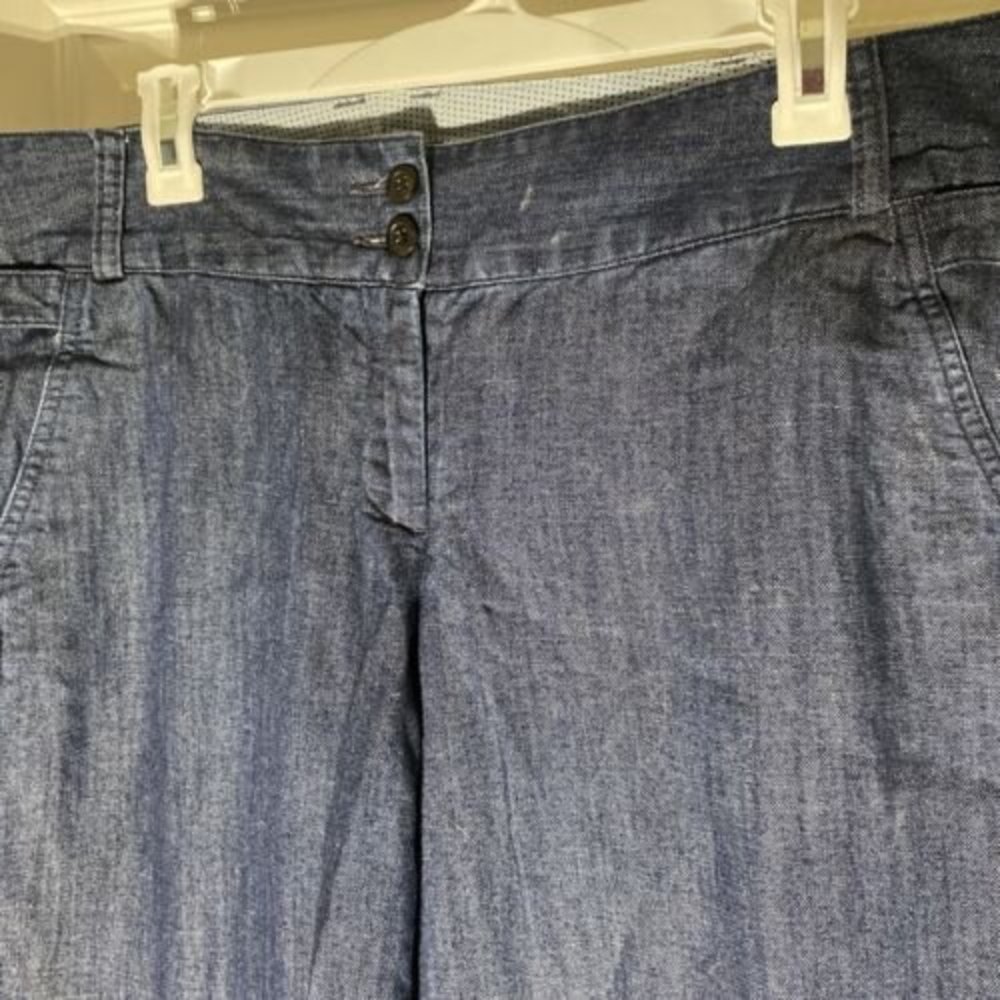 Lands' End Denim Wide Leg Dress Pants 12 - Picture 2 of 6